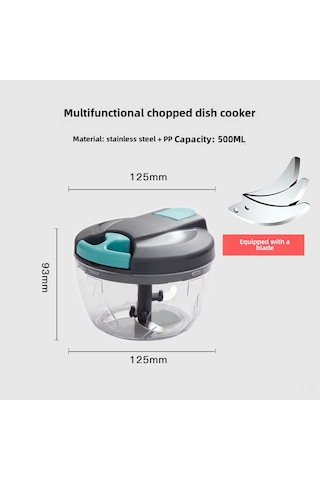 Dianziye El İle Sarımsak Dilimleyici - 500ml Büyük Hacimli, Üç Bıçaklı Ve Tamir Bıçağı İçeren, Zencefil Ve Soğan Da Kullanıma Uygun, Dayanıklı Malzeme İle Yapılmış Mutfak Aleti Gri