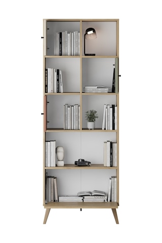 Terra Genç Odası 4 Kapaklı Kitaplık - Florida Meşe/karışık Renk 67x181x30 Cm Karışık