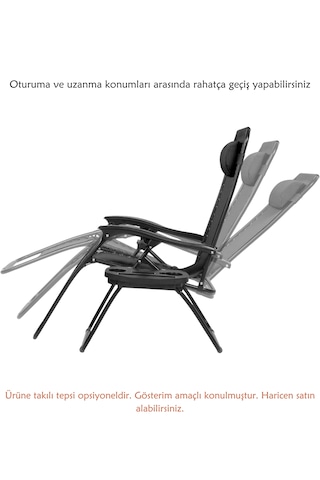 Yatabilen Ayarlanabilir Pozisyonlu Katlanabilir Zero Gravity Şezlong, Kamp Sandalyesi Siyah-Sarı