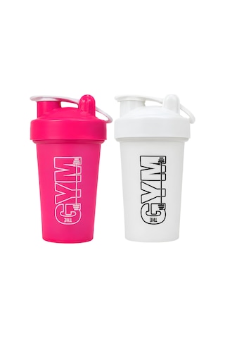 Gym Shaker 550 Ml Ölçekli Ve Sızdırmaz Kapaklı Protein Shaker 2'li Set Pembe+beyaz Pembe-beyaz