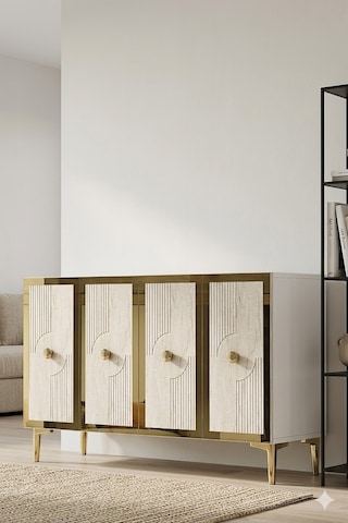 Ka1216btg Pega Konsol Ve Tv Sehpası Beyaz-traverten-gold 120cm