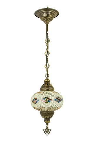 Dekoratif Mozaik Avize Tekli Osmanlı Lambası Renkli