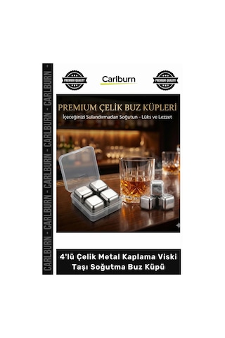 Özel Üretim Gold Lüks Paslanmaz Hediye Seti Şık 4'lü Çelik Metal Kaplama Viski Taşı Soğutma Buz Küpü Çok Renkli