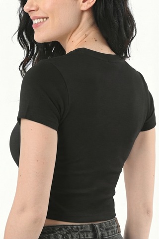 Mistirik Pomonte Model Body Pamuklu Esnek Kumaşlı Kısa Kollu Basic Comfort Crop Siyah Renk