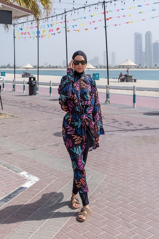 Remsa Mayo Remsa Tesettür Mayo Üzerine Tek Kaftan Kimono Pareo Rp013 Neon Siyah