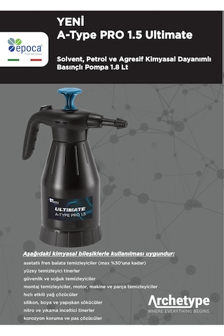 A-type 1.5 Pro Ultımate Solvent, Petrol Ve Agresif Kimyasal Dayanımlı Basınçlı Pompa 1.8 Litre