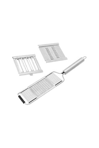 Monyee 3'lü/4'lü Çelik Sebze Dilimleyici Seti - Şerit/slice Kesim Fonksiyonu, Renkli Kutuda Gümüş