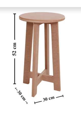 Boyanabilir Ahşap Mdf Yuvarlak Demonte Tabure 30x50 Cm