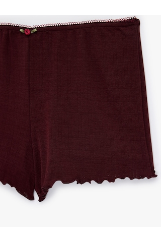 Koton Rahat Kalıp Pointelle Kumaş Şort Pijama Altı Bordo 7wlk80023mk