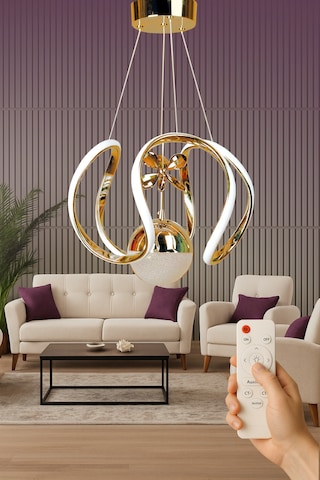 Luna Model Kumandalı 3 Renk Salon Yemek Çocuk Odası Hol Antre Koridor Gold Kaplama Led Sarkıt Avize Gold