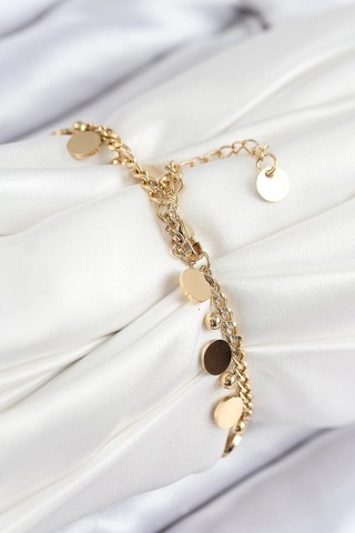 316l Çelik Sıralı Pul Model Gold Renk Kadın Bileklik Çok Renkli