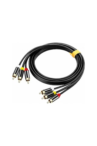 3 Rca To 3 Rca Tos Kablosu 10m Sarı Kırmızı Beyaz Lale Jak Av Ses Ve Görüntü Kablosu Altın Uçlu