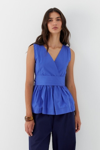 Kuşak Bağlamalı Kolsuz Bluz İndigo Indigo