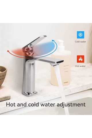 Neptün Sıcak Soğuk Çift Girişli Banyo Lavabo Bataryası Krom Renk Lüx Yeni Tasarım 2 Yıl Garanti Krom