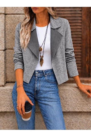 Butik İstanbul Kadın Kontrast Yaka Desenli Kısa Blazer / Ceket Melanj