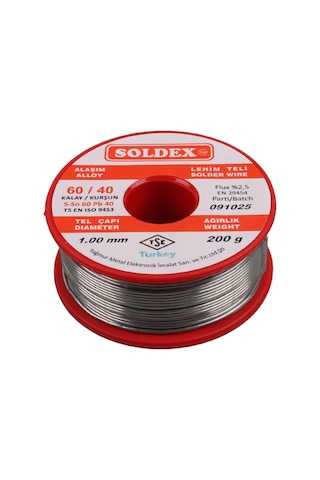 Soldex 1.00mm Kalın 200 Gram Kalın Lehim Teli Sn60 Pb40