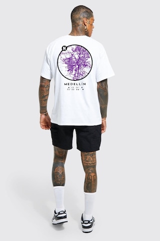 Gang Serıes Erkek Beyaz Oversize Medellin Baskılı T-shirt Beyaz