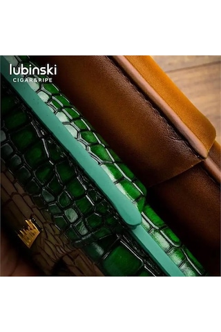 Lubinski Deri 3'lü Puro Kılıfı Yeşil Croco 60 Ring Lb-512
