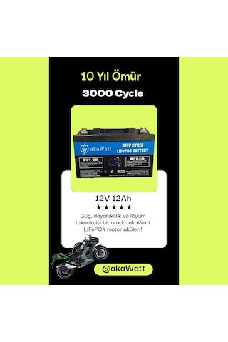 Akawatt 12v 12ah Lithium Lifepo4 Lityum Motosiklet Aküsü