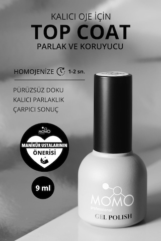 Momo Professional Kalıcı Oje İçin Top Coat - Yapışkansız 9 Ml