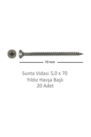 Sunta Vidası 5,0x70, 20 Adet Tam Diş Snt Yhb Vida