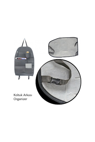 Oto Araç İçi Koltuk Arkası Düzenleyici Organizer Çanta Çok Cepli Uzun Ömürlü Yıkanabilir 66x45 Cm Deri Gri 1 Adet