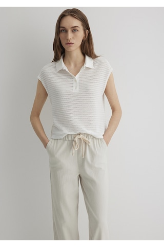 Mavi - Beyaz Örme Polo Tişört 1612654-70057 Beyaz