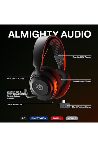 SteelSeries Arctis Nova 4 Kablosuz Çoklu Platform Oyun Kulaklığı