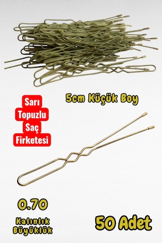 Technow Sarı 5 Cm Küçük Topuzlu Saç Firketesi Toka 0.70 Siyah 50 Adet Sarı