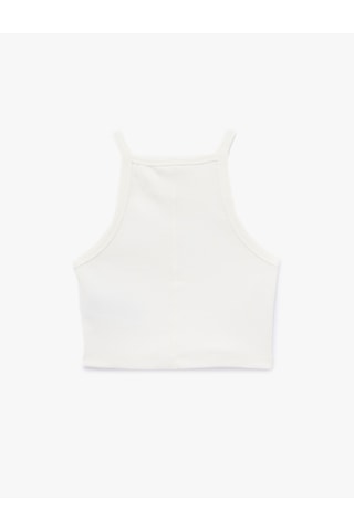 Koton Pamuklu Ribanalı Slim Fit Kolsuz Halter Yaka Crop Top Beyaz 6sak10424ek