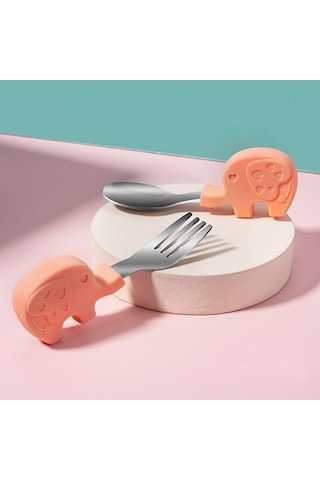 Valkyrie Bebek Filli Yemek Kısa Saplı Çocuk Paslanmaz Çelik Çatal Kaşık Pembe Pembe