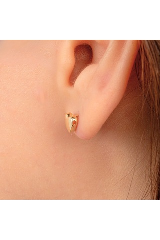 Altın Küpe - 14 Ayar Altın Minimal Kalp Figürlü Küpe Sarı