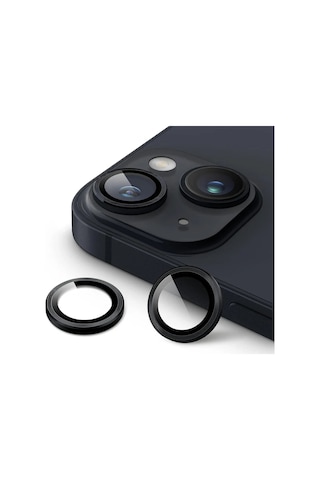 Apple iPhone Uyumlu  15 / 15 + Kamera Ve Lens Koruyucu-siyah Siyah