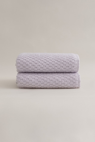 Ivory Lila Kabartma Dokulu Mikro Fiber %100 Pamuk 2li El Yüz Havl Lila