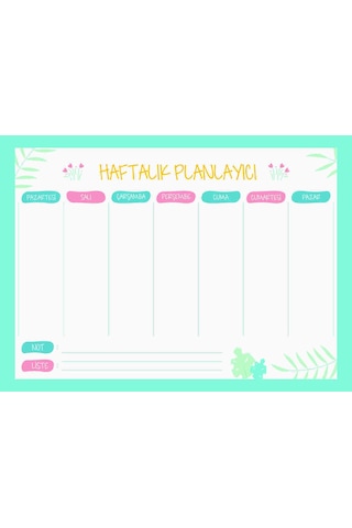 Haftalık Magnet Planlayıcı Kalem Hediyeli 1 Adet 33x24 Cm Haftalık Magnet Planlayıcı Bebe Mavisi Çok Renkli
