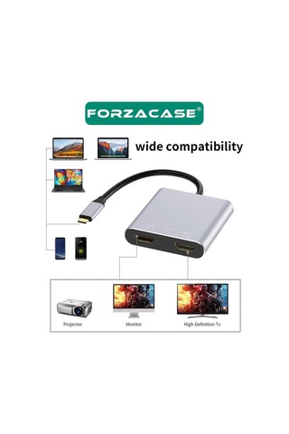 Type-c To Çift Hdmı 4k Ultra Hd Çevirici Adaptör Çift Ekran Dönüştürücü - Fc485