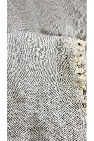 Dama Desen Dokuma %100 Pamuklu Çok Amaçlı Pike Koltuk Örtüsü 180x230 Gri