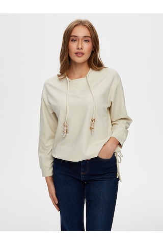 Faik Sönmez Relax Modallı Kemik Aksesuar Detaylı Sweatshirt W26swt011 Uw26swt01172 Taş