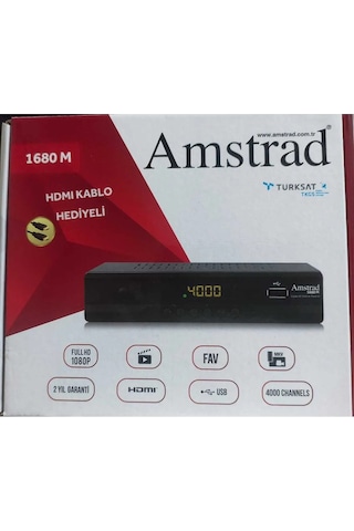 Amstrad 1680 M - Full Hd Kasalı Uydu Alıcısı - Kanallar Yüklü - Tkgs - Usb - Hdmi - Scart