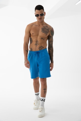 Erkek Mavi Yüksek Kalite Relax-fit Rahat Kesim %100 Pamuk Bağcıklı Siyah Düz Basic Şort Mavi