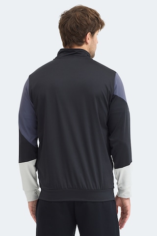 Slazenger Kylora Erkek Dik Yaka Fermuarlı Siyah Sweatshırt Siyah