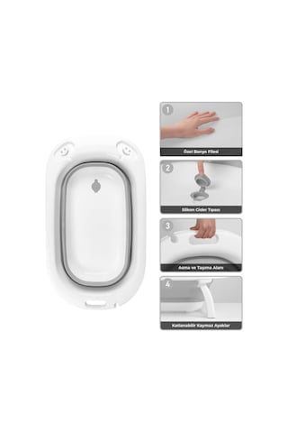 Omnipazar Ak-729 Katlanır Bebek Yıkama Banyo Küveti Beyaz - Gri