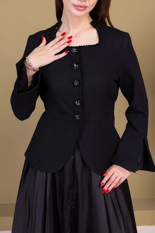 Kare Yaka İşlemeli İkili Takım 4718-siyah Siyah