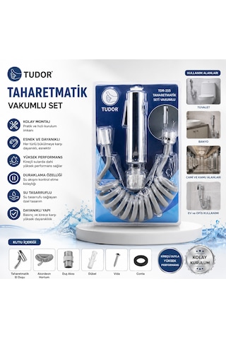 Storeşahin Taharetmatik El Duşu Seti Krom Hortum, Mafsal, Vakumlu Shn0720
