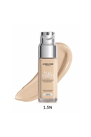 True Match Nemlendirici Likit Fondöten 30 Ml Hyaluronik Asitli, 24 Saat Kalıcı & Terlemeye Dayanıklı Doğal Bitiş 1.5N