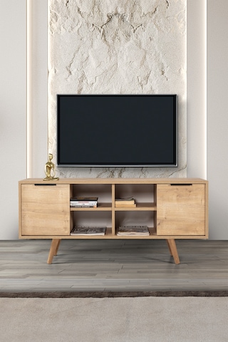 3322 Sina 130 Cm Ahşap Ayaklı , Metal Kulplu Tv Ünitesi , Safir , Tv Sehpası , Salon Safir