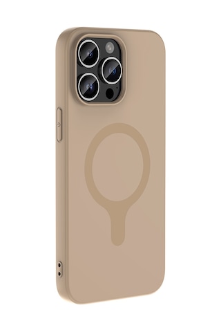 iPhone Uyumlu 14 Pro Max Kılıf M-safe Şarj Özellikli Mbfx Aris Silikon Kapak - Krem