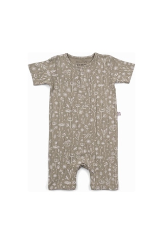 Boumini Bebek Kısa Kollu Şort Tulum Doğal Pamuk Wild Flowers Haki - Haki