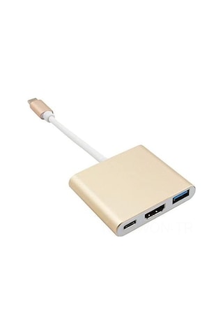 Neevoyu Altın Tip-c'den Hdmı+usb 3.0'a 4k Çok Fonksiyonlu Dönüştürücü Kablo, Hd Video Ve Veri Transferi, Taşınabilir Genişletme Ünitesi
