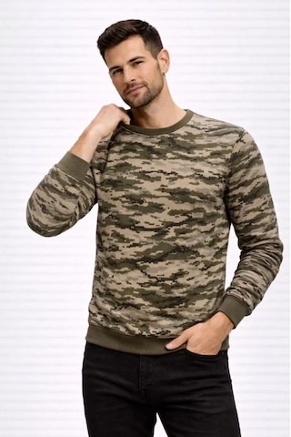 Vexor Erkek Kamuflaj Desenli 2 İplik 4 Mevsim Uzun Kollu Bisiklet Yaka Sweatshirt - Kamuflaj Çok Renkli
